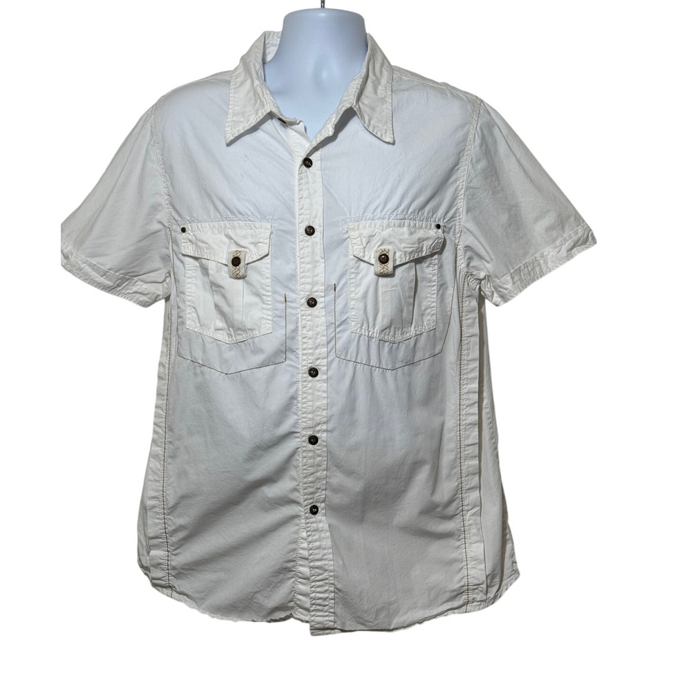 YAR X Ray Men’s White Utility Button Up Shirt XL – Streetwear Minimalist Core